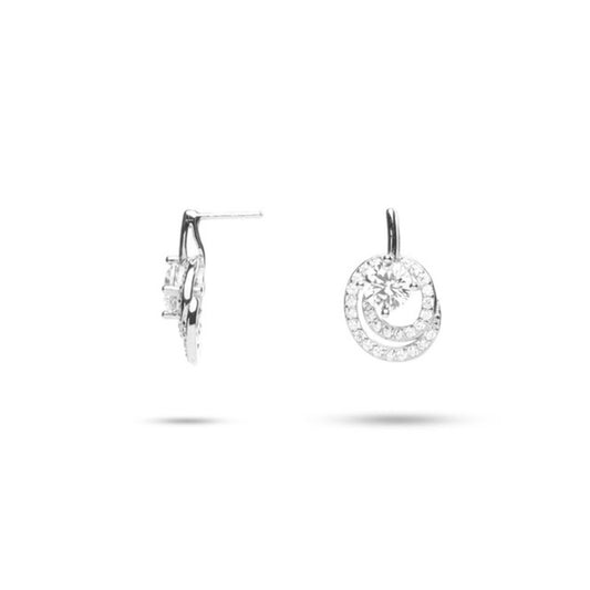 MILLENNE Made For The Night Swirl with Stones Cubic Zirconia White Gold Stud Earrings with 925 Sterling Silver