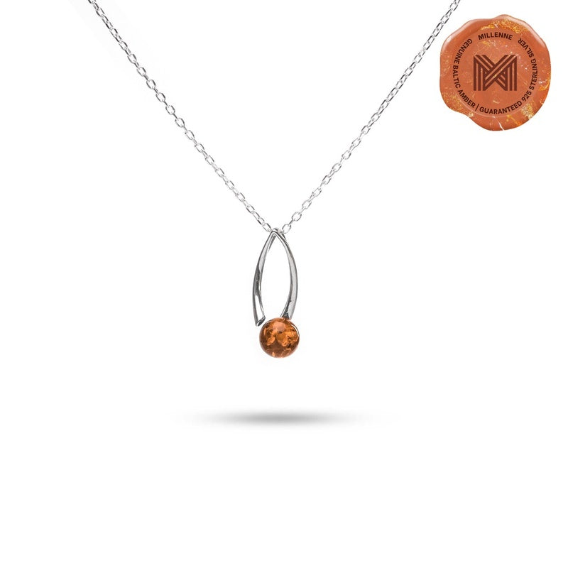 MILLENNE Multifaceted Baltic Amber Mulitple Studded Circular Silver Pendant with 925 Sterling Silver