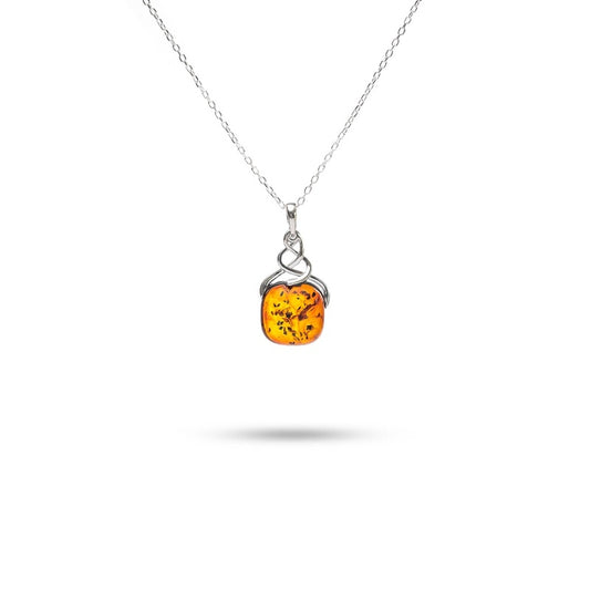 MILLENNE Multifaceted Baltic Amber Twine Silver Pendant with 925 Sterling Silver