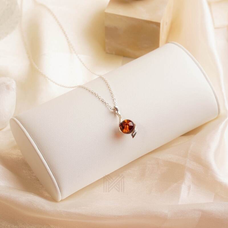 MILLENNE Multifaceted Baltic Amber Goblet Silver Pendant with 925 Sterling Silver