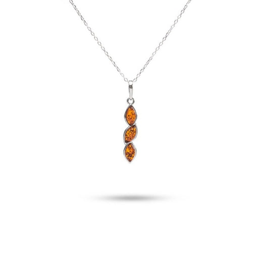 MILLENNE Multifaceted Baltic Amber Nested Drop Silver Pendant with 925 Sterling Silver