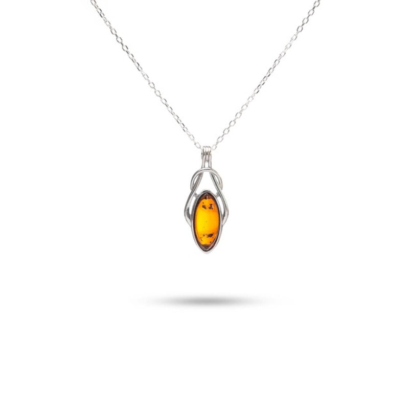 MILLENNE Multifaceted Baltic Amber Delicate Bead Silver Pendant with 925 Sterling Silver