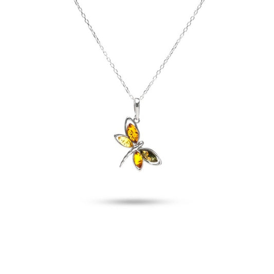 MILLENNE Multifaceted Baltic Amber Fairy Silver Pendant with 925 Sterling Silver