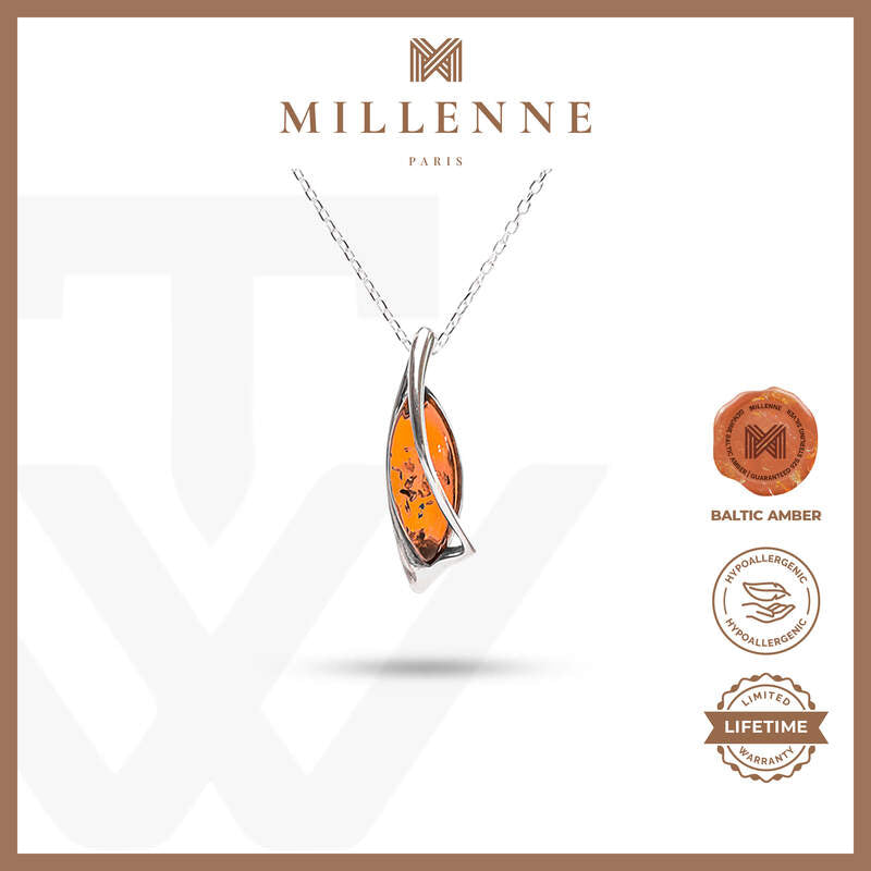 MILLENNE Multifaceted Baltic Amber Sailling Silver Pendant with 925 Sterling Silver