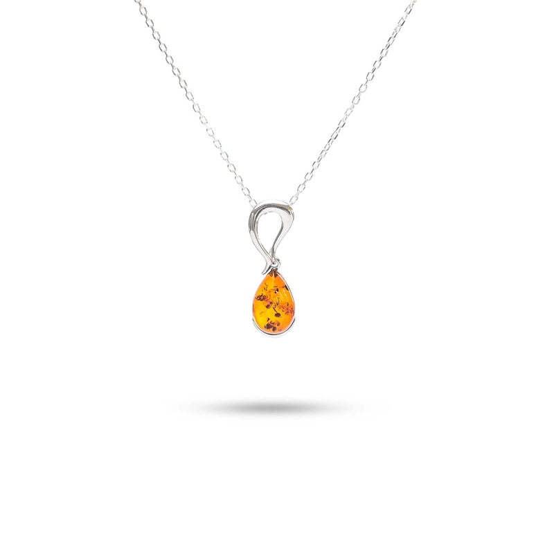 MILLENNE Multifaceted Baltic Amber Infinity Silver Pendant with 925 Sterling Silver