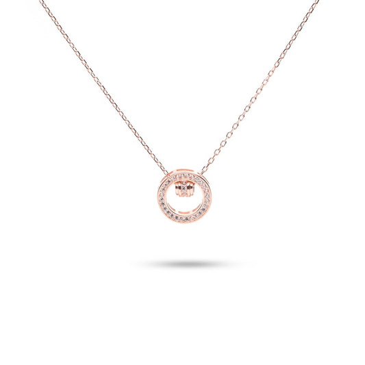 MILLENNE Made For The Night Centre of the Universe Cubic Zirconia Rose Gold Necklace with 925 Sterling Silver