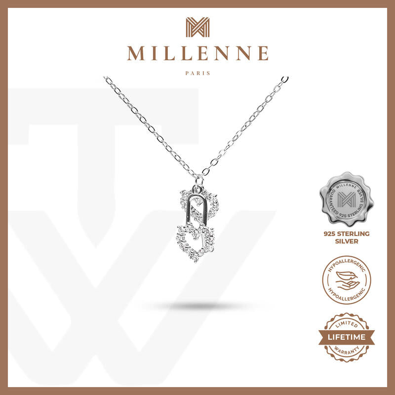 MILLENNE Millennia 2000 Key to my Heart Cubic Zirconia Rhodium Necklace with 925 Sterling Silver