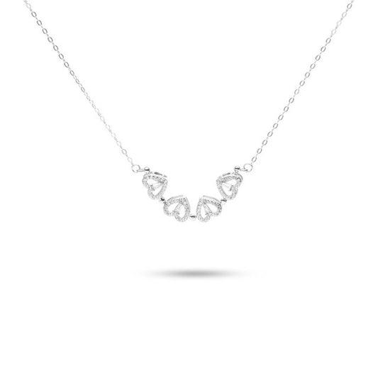 MILLENNE Millennia 2000 Surprise Magnetic Lucky Charm Heart Cubic Zirconia Rhodium Necklace with 925 Sterling Silver