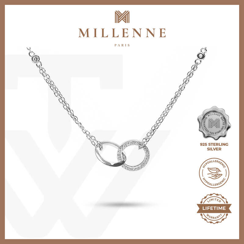 MILLENNE Made For The Night Links Cubic Zirconia Silver Necklace with 925 Sterling Silver