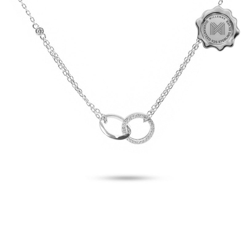 MILLENNE Made For The Night Links Cubic Zirconia Silver Necklace with 925 Sterling Silver