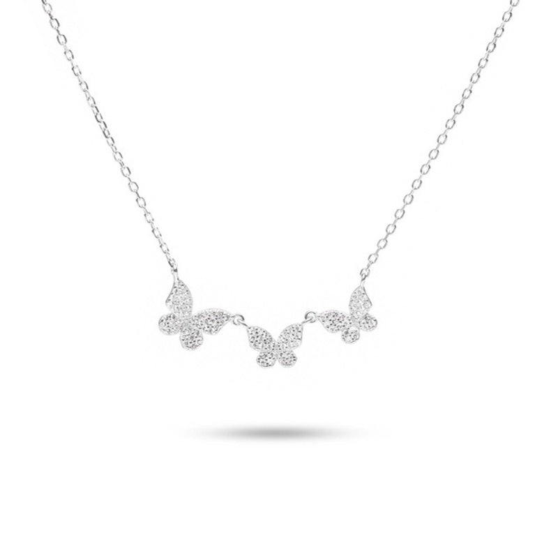 MILLENNE Millennia 2000 Butterfly Cubic Zirconia Silver Necklace with 925 Sterling Silver