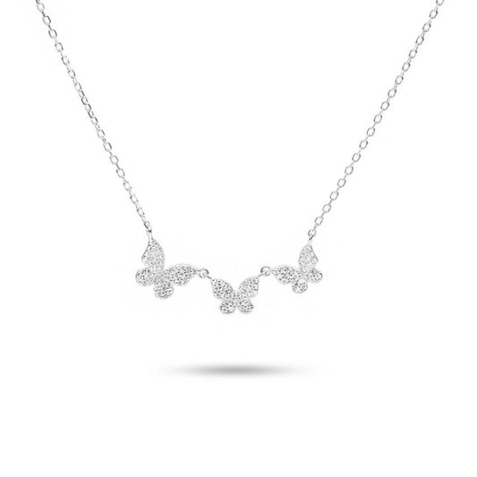 MILLENNE Millennia 2000 Butterfly Cubic Zirconia Silver Necklace with 925 Sterling Silver