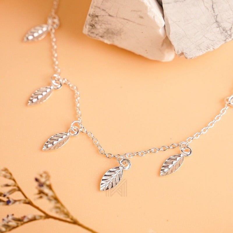 MILLENNE Millennia 2000 Bohemian Leaf Silver Necklace with 925 Sterling Silver