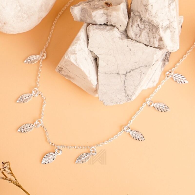 MILLENNE Millennia 2000 Bohemian Leaf Silver Necklace with 925 Sterling Silver