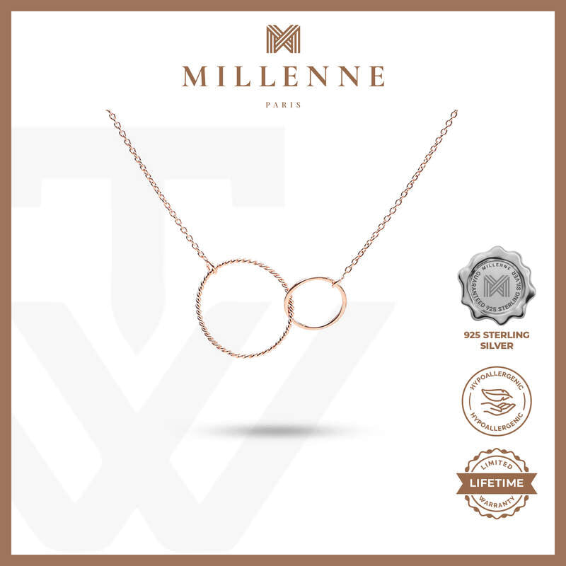 MILLENNE Minimal Double Karma Rose Gold Necklace with 925 Sterling Silver