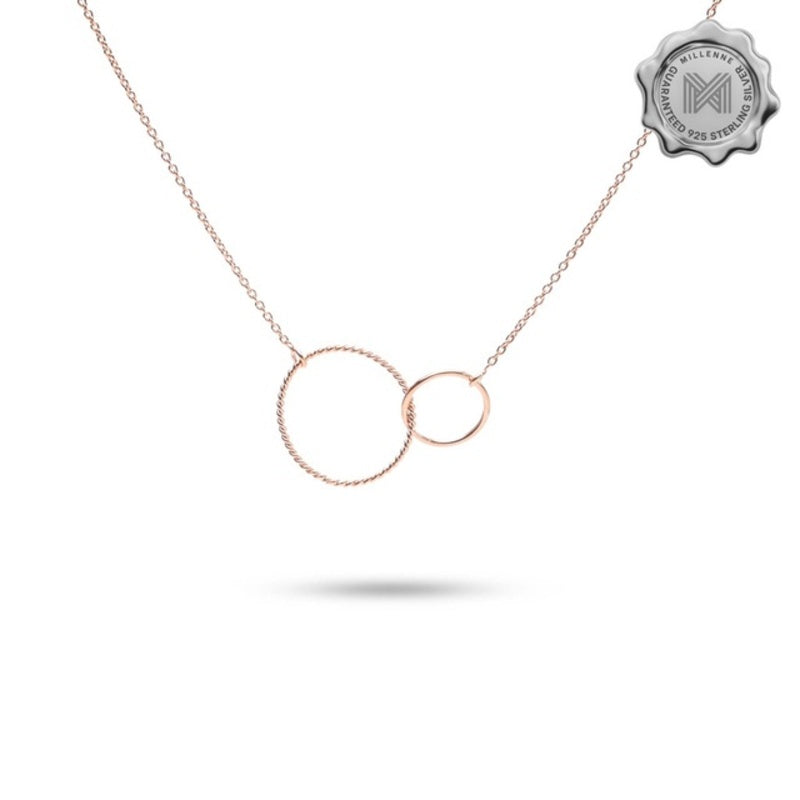 MILLENNE Minimal Double Karma Rose Gold Necklace with 925 Sterling Silver