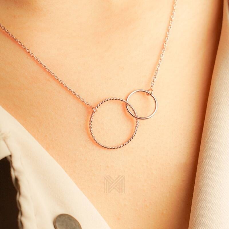 MILLENNE Minimal Double Karma Rose Gold Necklace with 925 Sterling Silver