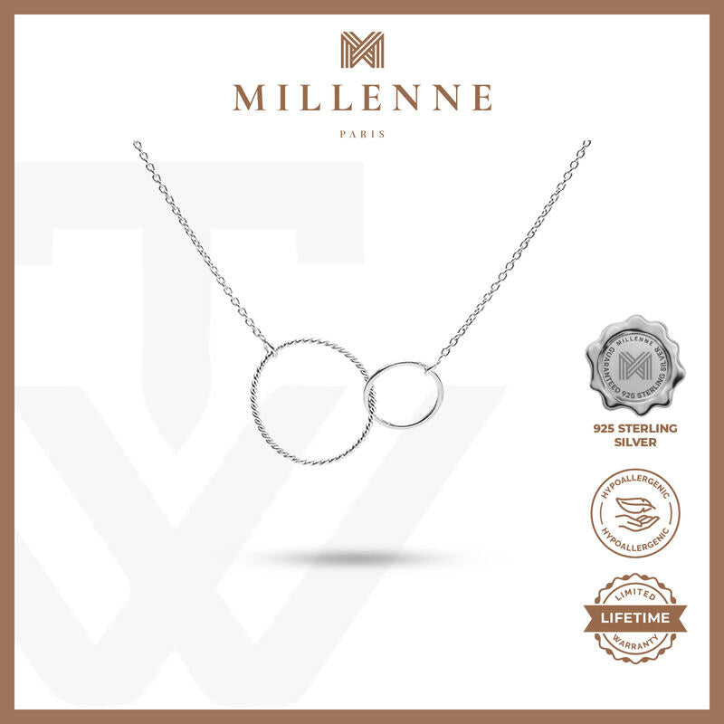 MILLENNE Minimal Double Karma Silver Necklace with 925 Sterling Silver