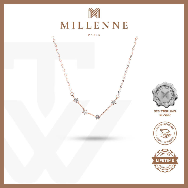 MILLENNE Match The Stars Aquarius Constellation Rose Gold Necklace with 925 Sterling Silver