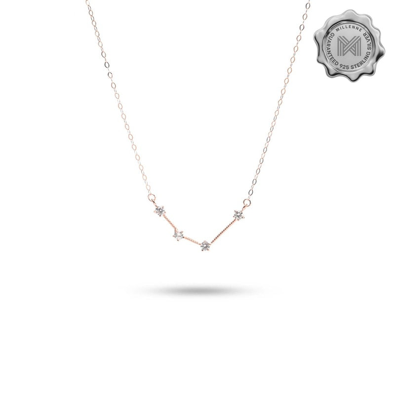 MILLENNE Match The Stars Aquarius Constellation Rose Gold Necklace with 925 Sterling Silver