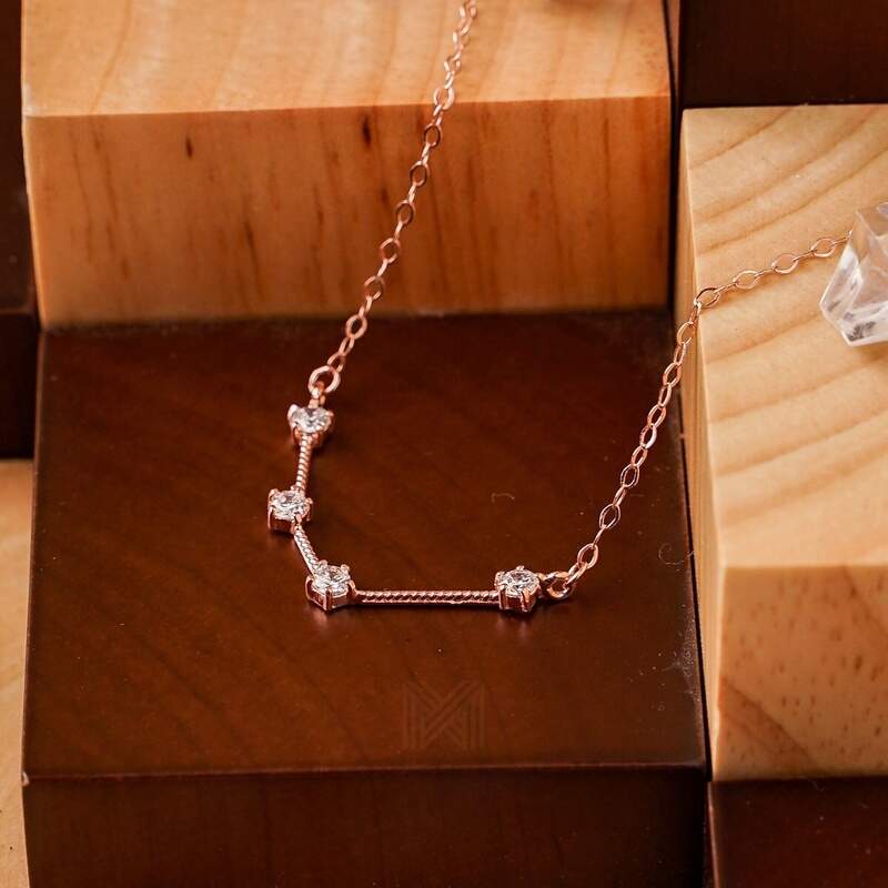 MILLENNE Match The Stars Aquarius Constellation Rose Gold Necklace with 925 Sterling Silver