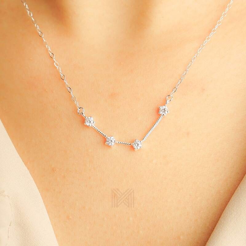 MILLENNE Match The Stars Aquarius Constellation Silver Necklace with 925 Sterling Silver