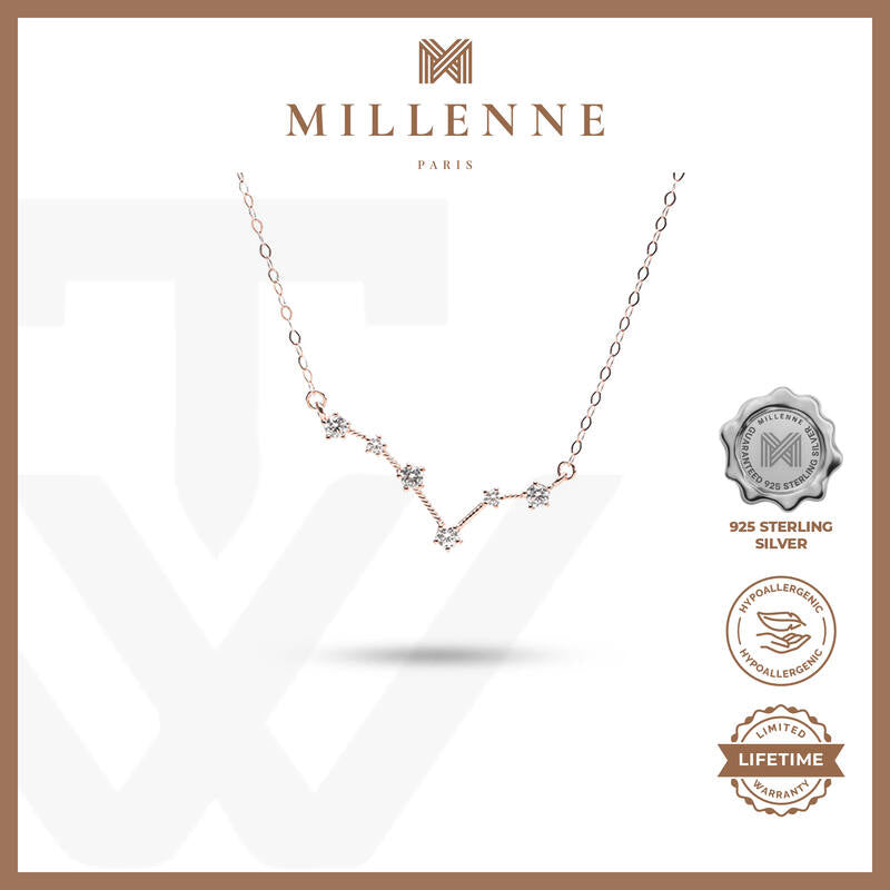 MILLENNE Match The Stars Pisces Constellation Rose Gold Necklace with 925 Sterling Silver