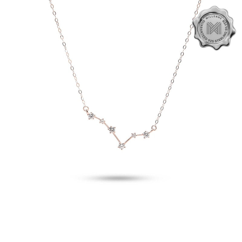 MILLENNE Match The Stars Pisces Constellation Rose Gold Necklace with 925 Sterling Silver