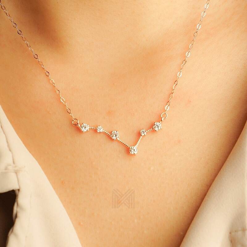 MILLENNE Match The Stars Pisces Constellation Rose Gold Necklace with 925 Sterling Silver