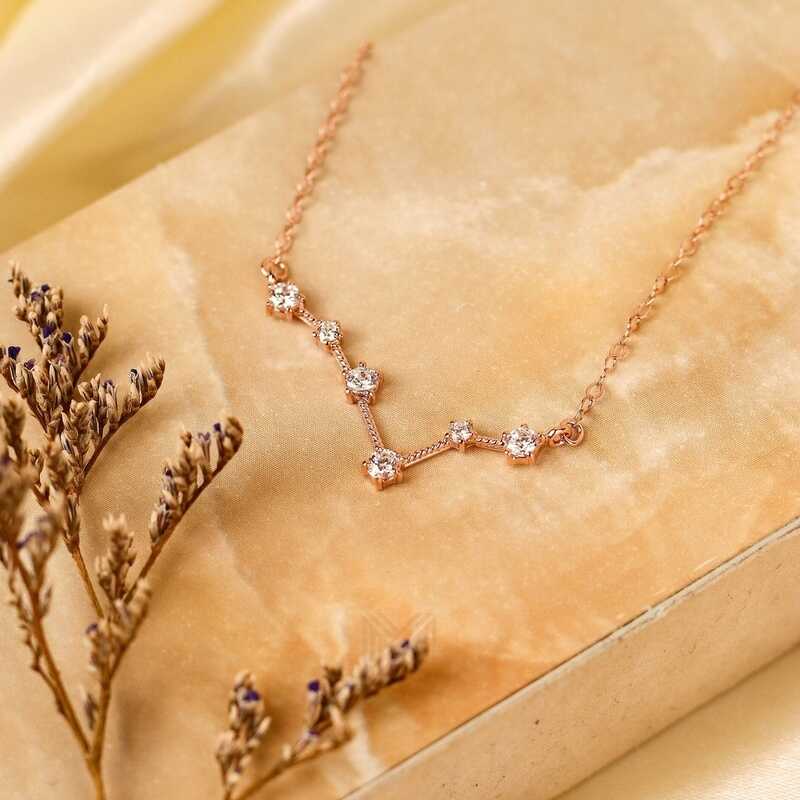 MILLENNE Match The Stars Pisces Constellation Rose Gold Necklace with 925 Sterling Silver