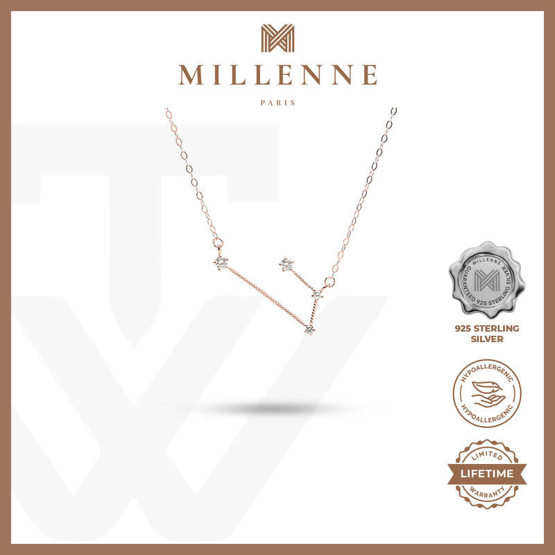 MILLENNE Match The Stars Aries Constellation Rose Gold Necklace with 925 Sterling Silver