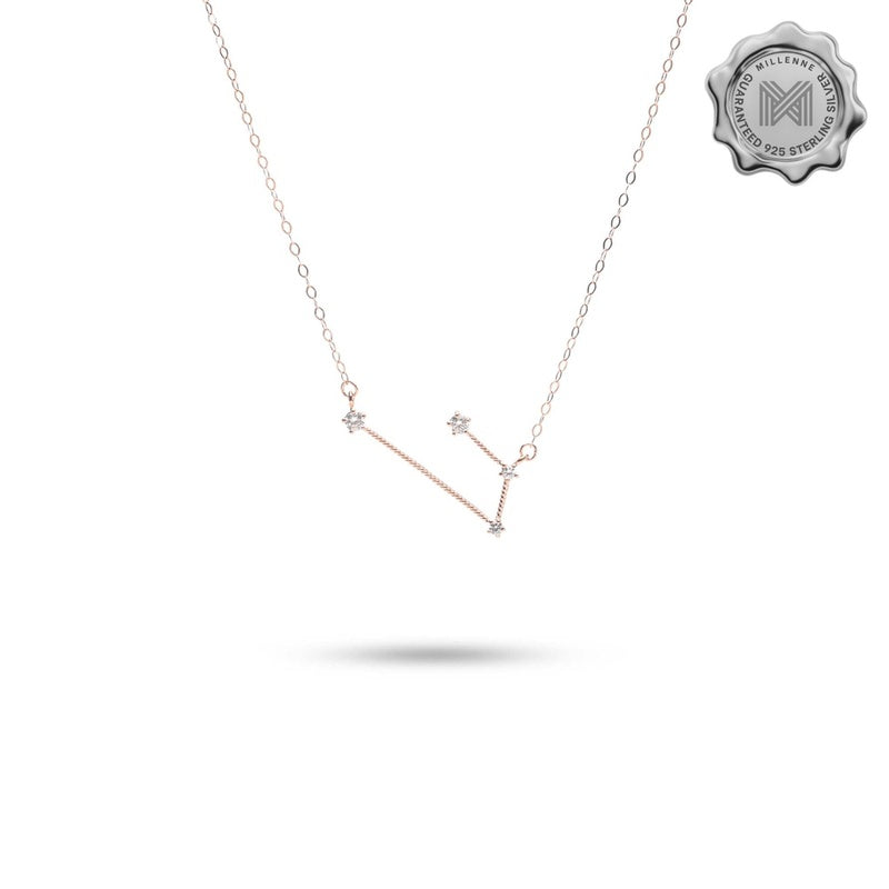 MILLENNE Match The Stars Aries Constellation Rose Gold Necklace with 925 Sterling Silver