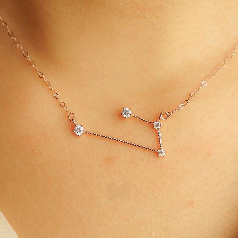 MILLENNE Match The Stars Aries Constellation Rose Gold Necklace with 925 Sterling Silver