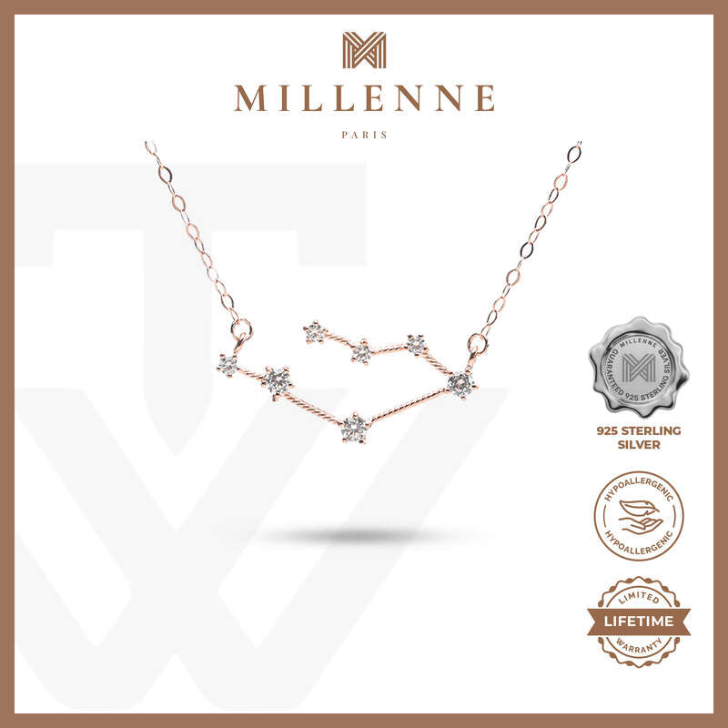 MILLENNE Match The Stars Gemini Constellation Rose Gold Necklace with 925 Sterling Silver