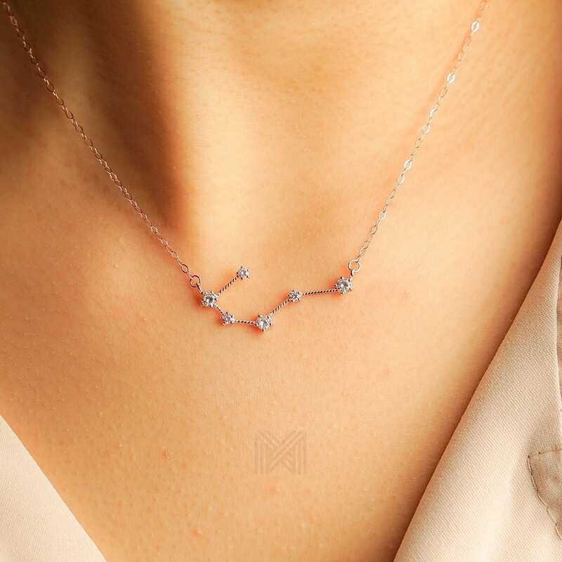 MILLENNE Match The Stars Cancer Constellation Rose Gold Necklace with 925 Sterling Silver