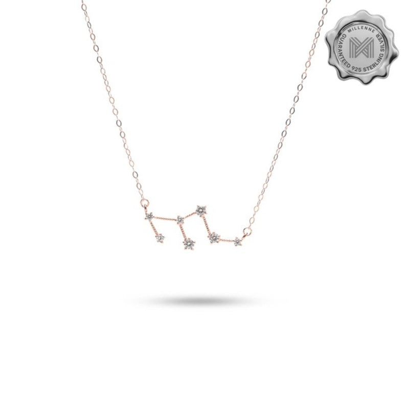 MILLENNE Match The Stars Leo Constellation Rose Gold Necklace with 925 Sterling Silver