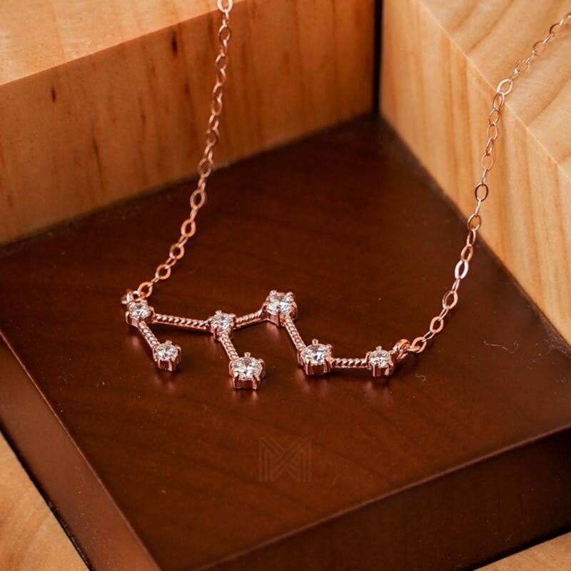 MILLENNE Match The Stars Leo Constellation Rose Gold Necklace with 925 Sterling Silver