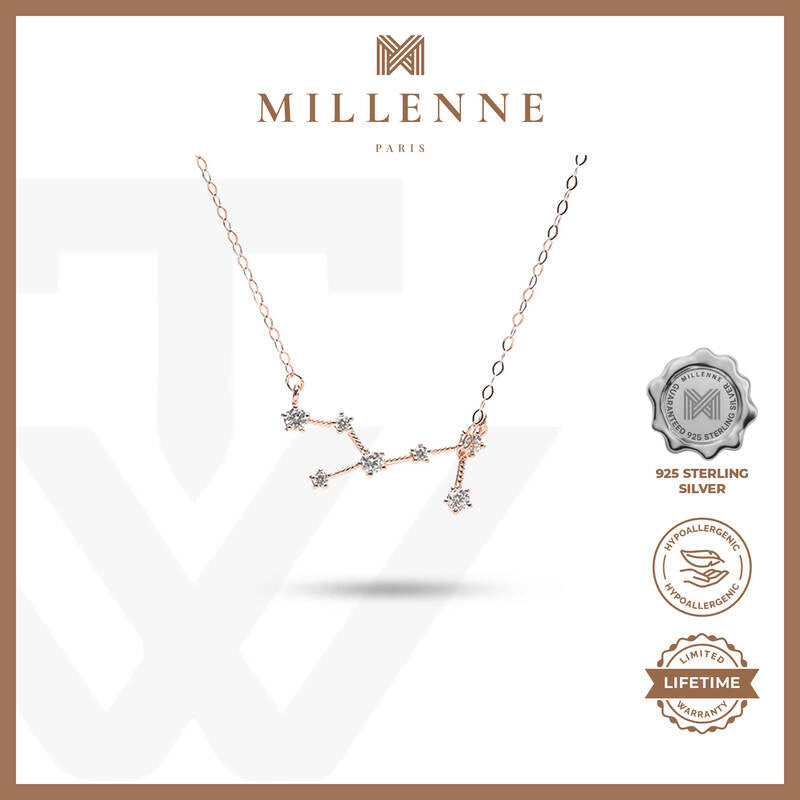 MILLENNE Match The Stars Virgo Constellation Rose Gold Necklace with 925 Sterling Silver