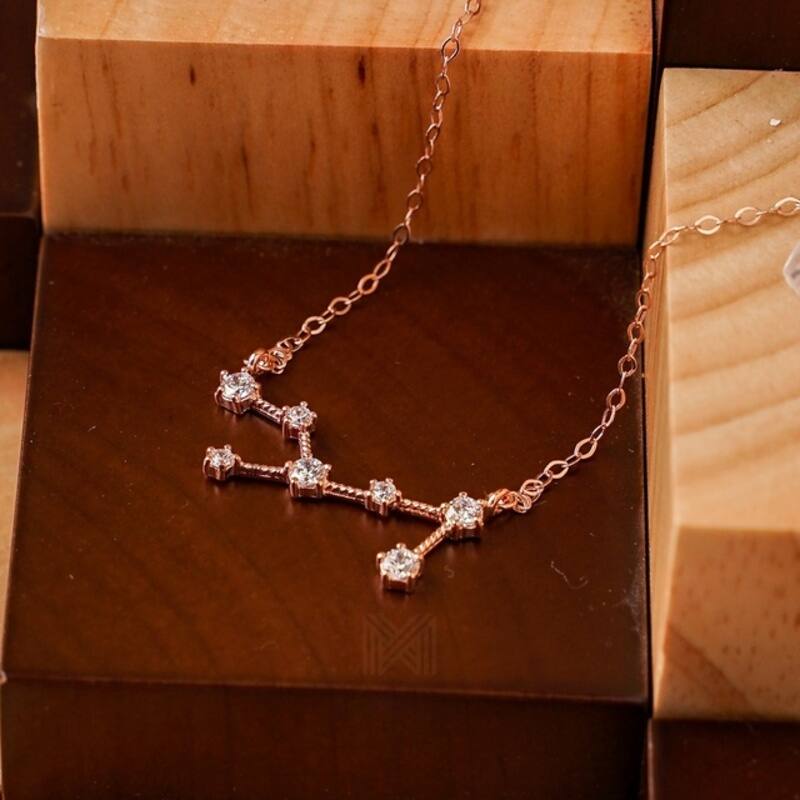 MILLENNE Match The Stars Virgo Constellation Rose Gold Necklace with 925 Sterling Silver