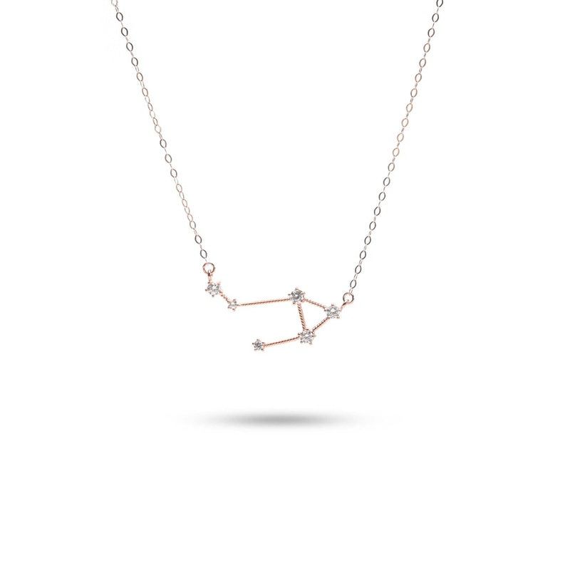 MILLENNE Match The Stars Libra Constellation Rose Gold Necklace with 925 Sterling Silver