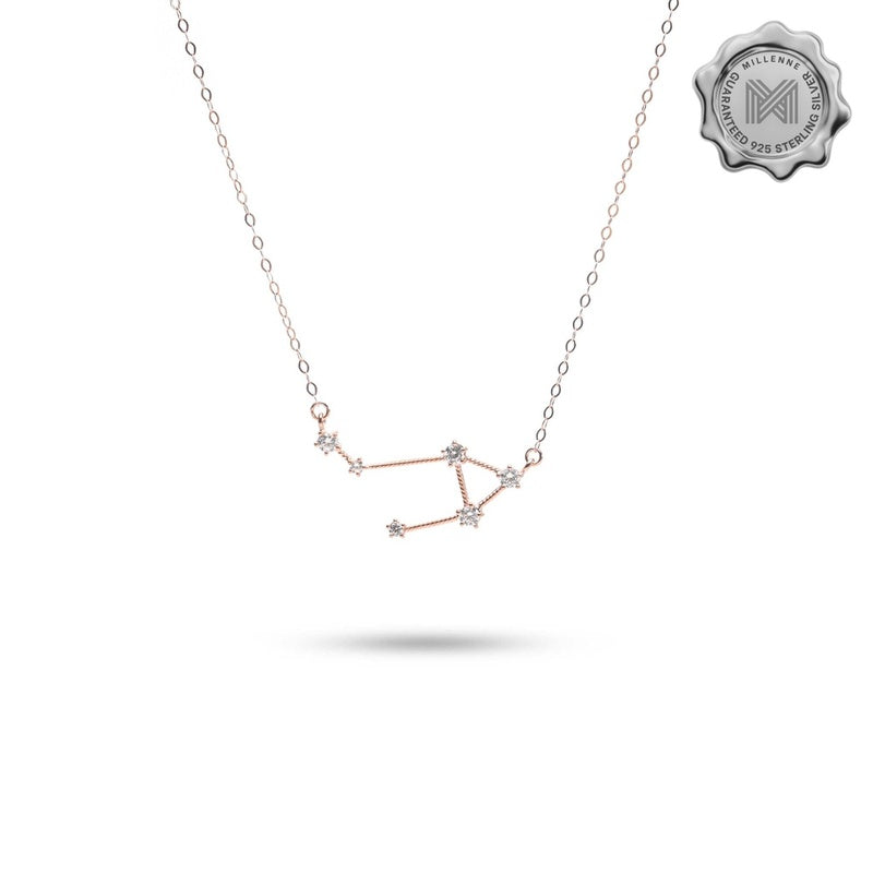 MILLENNE Match The Stars Libra Constellation Rose Gold Necklace with 925 Sterling Silver