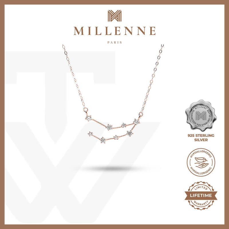 MILLENNE Match The Stars Capricorn Constellation Rose Gold Necklace with 925 Sterling Silver