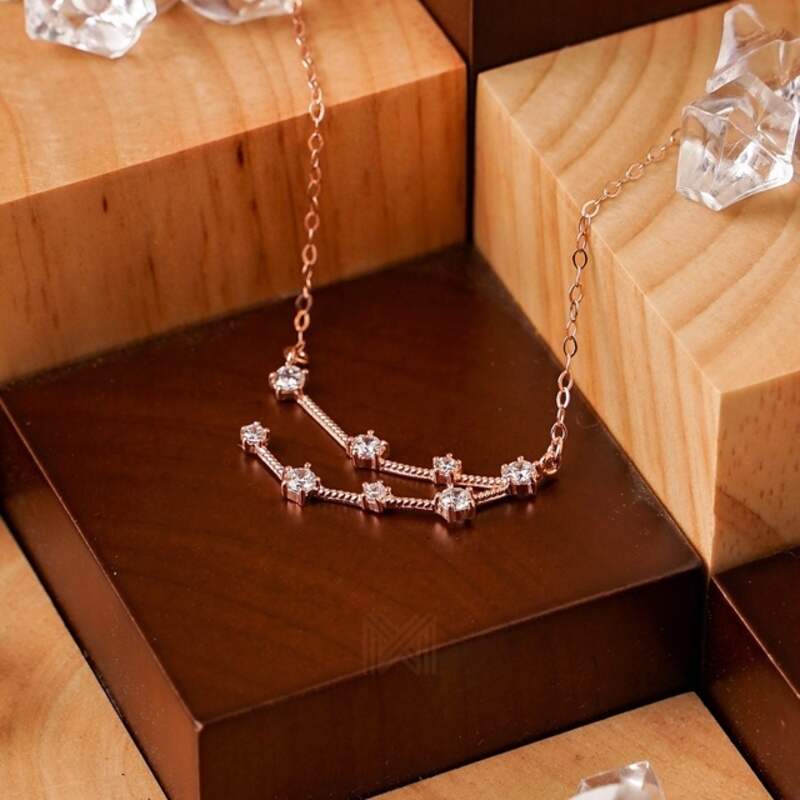 MILLENNE Match The Stars Capricorn Constellation Rose Gold Necklace with 925 Sterling Silver