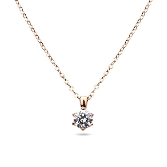 MILLENNE Made For The Night Solitare Cubic Zirconia Rose Gold Necklace with 925 Sterling Silver