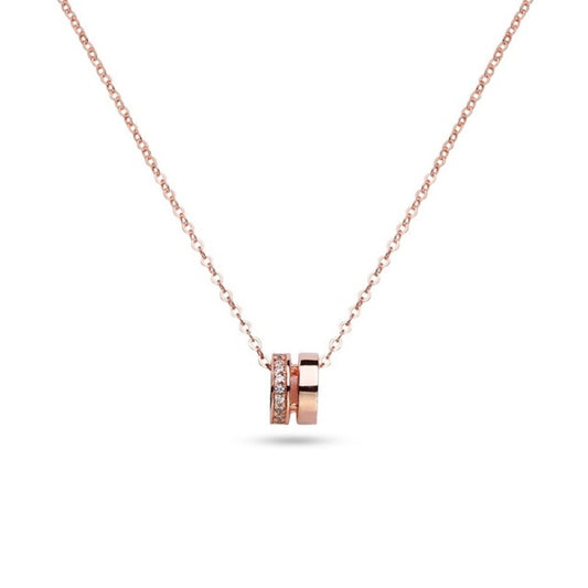 MILLENNE Made For The Night The Perfect Duo Cubic Zirconia Rose Gold Necklace with 925 Sterling Silver