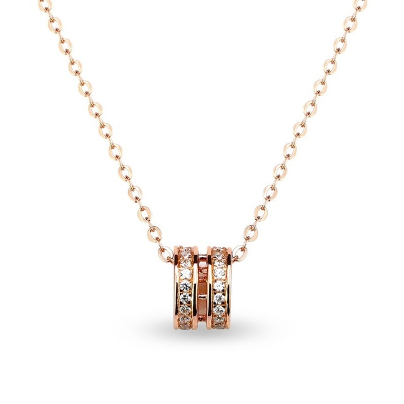 MILLENNE Made For The Night Circle of Life Cubic Zirconia Rose Gold Necklace with 925 Sterling Silver