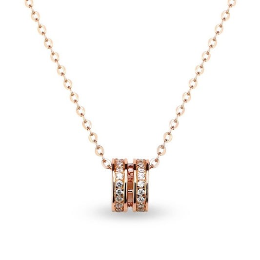 MILLENNE Made For The Night Circle of Life Cubic Zirconia Rose Gold Necklace with 925 Sterling Silver