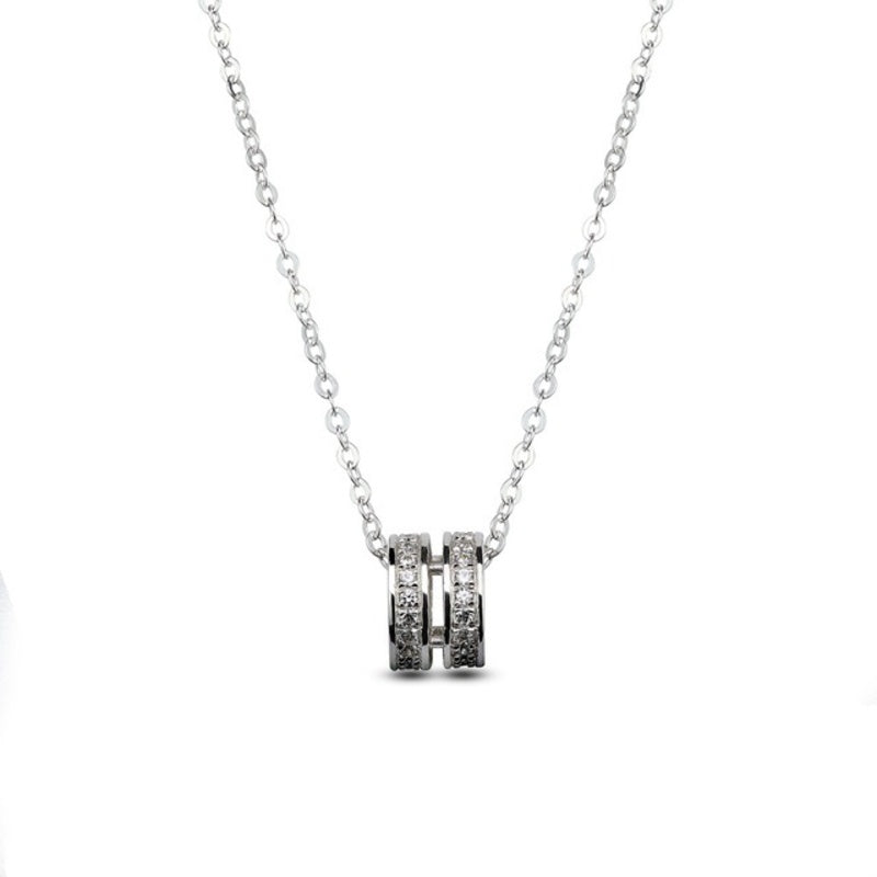 MILLENNE Made For The Night Circle of Life Cubic Zirconia White Gold Necklace with 925 Sterling Silver