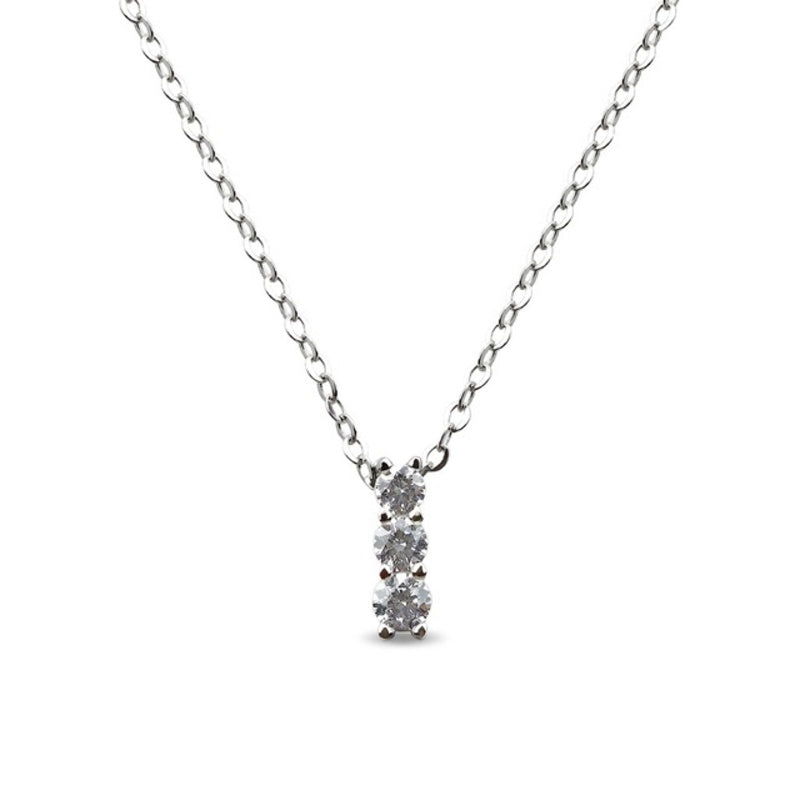 MILLENNE Made For The Night Triple Diamond Cubic Zirconia White Gold Necklace with 925 Sterling Silver