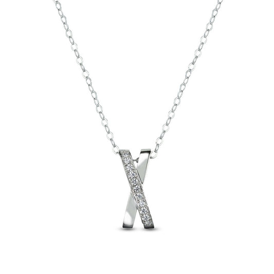 MILLENNE Made For The Night Studded X Cubic Zirconia White Gold Necklace with 925 Sterling Silver